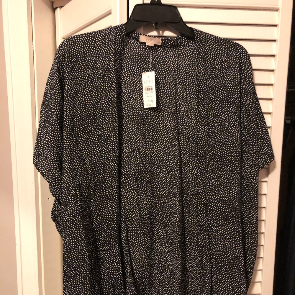 NWT black & white polka dot LOFT kimono